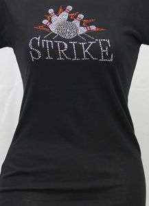 WOMENS RHINESTONE BOWLING STRIKE V NECK SHIRT $12.99  