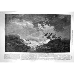  1863 SCENE SHIP DISTRESS BURNING BLUE LIGHT DUNCAN ART 