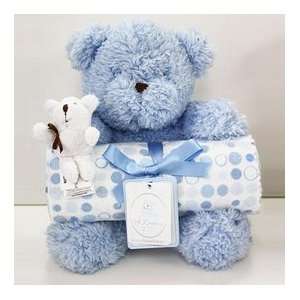   Boys 2 pc Hugables Gift Set Receiving Blanket and Blue Stuffed Bear