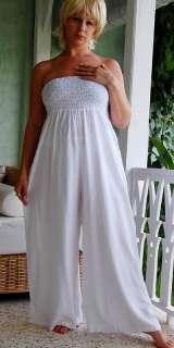 C007 WHITE/JUMPSUIT STRAPLESS MADE 2 ORDER L 1X 2X  