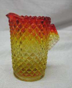 rare unmarked fenton hobnail miniature pitcher / syrup jug / amberina 