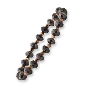    Black and Brown Crystal Stretch Bracelet/Mixed Metal Jewelry