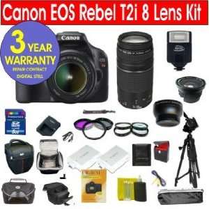  Canon EOS T2i 18 MP Digital SLR Camera with 8 Lens Deluxe 