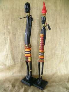 African Art   Zaire Stick Figures Pair  