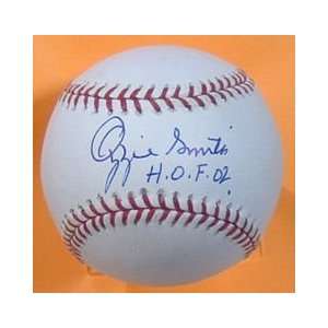  Signed Ozzie Smith Baseball   with HOF 02 Inscription 