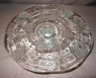   Clear Indiania Glass Harvest Grape Cake Pedestal Stand Plate  