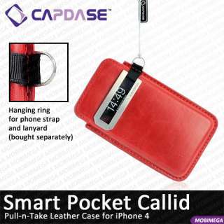   Pocket Callid Caller ID Leather Pouch Slip in Case iPhone 4 Red  