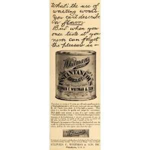  1912 Ad Stephen F Whitman Sons Instantaneous Chocolate 