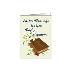  Easter Blessings Dad & Stepmom (Lillys and Bible) Card 