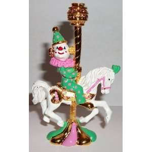   Pewter Painted Clown   Carousel, No Crystal 