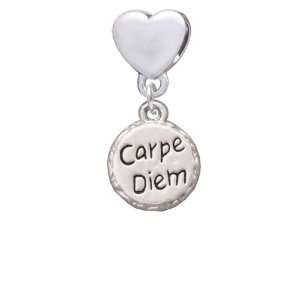  Carpe Diem Circle European Heart Charm Dangle Bead 
