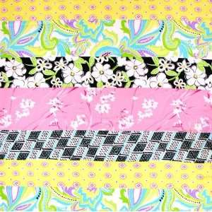  56 Wide Cotton Cambric Floral Stripe Black Fabric By The 