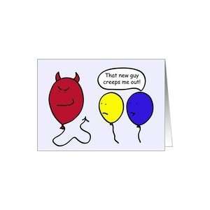  halloween Greeting, Cartoon Balloon People, Creepy Devil 