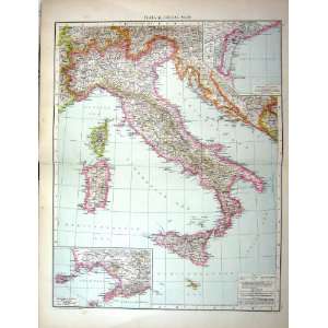   Map C1893 Italy Sardina Corsica Sicily Venice Lagoons Naples Home