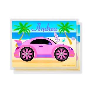 Set of 2 Kids Personalized Refrigerator Magnets Girl Pink Cars 