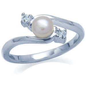 REAL White Pearl & White Topaz 925 Sterling Silver Ring  