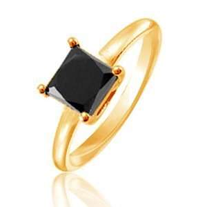 00ct tw Natural Treated Black Princess Cut Diamond Solitaire Ring in 