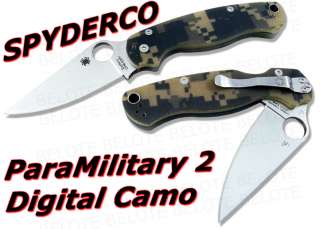 Spyderco ParaMilitary 2 Camo G 10 Plain NMBRD C81GPCMO2  