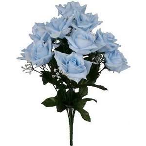 19 Light Blue Open Rose Floral Bush Arts, Crafts 