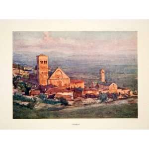  1905 Color Print Assisi Umbria Italy Basilica San Francesco Francis 