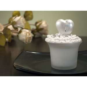   Keepsake Glass Candle w Hearts Top w Clear Stones (Set of 6) Baby