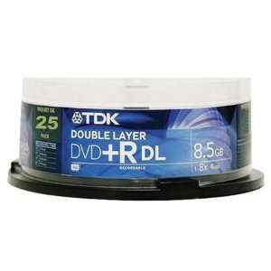  TDK Disc, DVD+R Double Layer, 8.5GB, 8X, 25/PK Spindle 25 