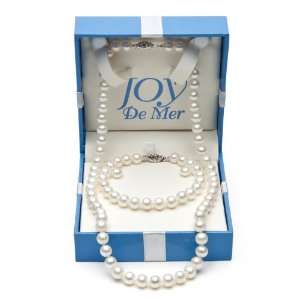  7 8mm Cultured White Freshwater Pearl Necklace, Bracelet 