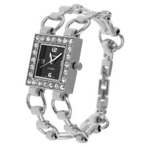  Geneva Platinum CZ Lined Square Face Watch Jewelry