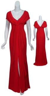 CAROLINA HERRERA Enchanting Off Shoulder Red Textured Silk Eve Gown 
