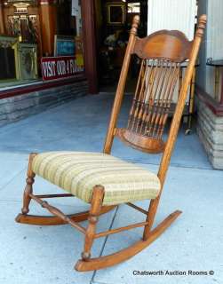 Antique Victorian Quart Oak Nursing Rocking Chair c1900  