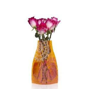 Reva Vase Medallion Orange, Pink & White Expanding Flower Vase 7 x 10 