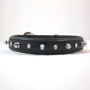  Leather Spike & Crystal Dog Collar