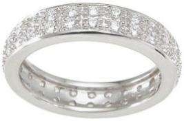 CARAT .925 STERLING SILVER DOUBLE ROW PAVE ETERNITY RING BAND SIZE 