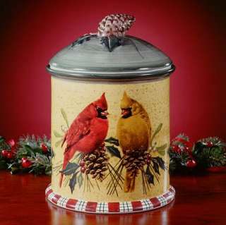   Greetings Cookie Jar Catherine McClung Art Cardinals & Pinecones