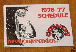 cleveland cavaliers pocket schedule 1976  77 NBA  