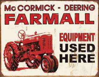 Metal   Tin Sign FARMALL EQUIPMENT USED HERE Garage Sign  