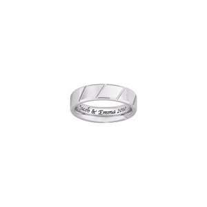  ZALES Engraved Polished and Satin Bias Comfort Fit Band in 