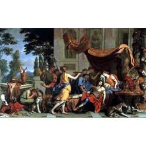 FRAMED oil paintings   Charles Le Brun   24 x 14 inches   The death of 