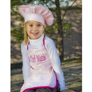   personalized kids chefs apron set   light pink