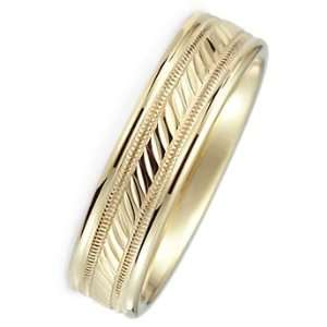 14Kt. Yellow Gold Wedding Ring with Polished Finish and Center Design 