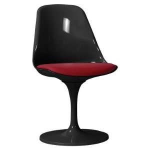  Saarinen Style Tulip Side Chair in Black with Red Seat 