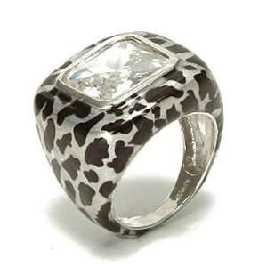   Ladies Leopard Animal Print Sterling Silver Fashion Ring, 9 Jewelry