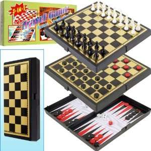  Best Quality 3 in 1 Chess Checkers & More Travel Game Set 