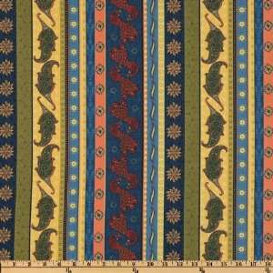  44 Wide Road to Marrakech Border Stripe Blue Fabric By 