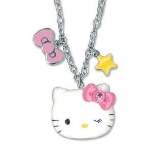 Sanrio Hello Kitty Bow & Star Charm Necklace 16 18 Inch 