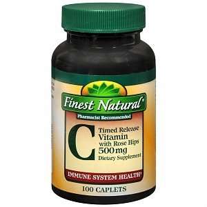 Finest Natural Vitamin C 500mg with Rose Hips Timed Release Caplets 