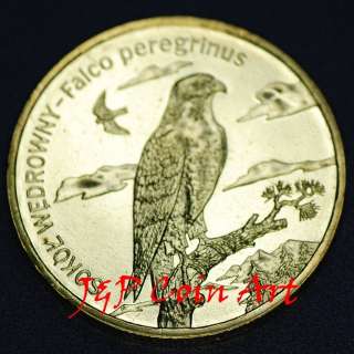   Coin of Poland Polish 2zl Peregrine falcon ( Sokol Wedrowny )  