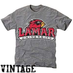  NCAA Lamar Cardinals Ash Distressed Logo Vintage Tri Blend 