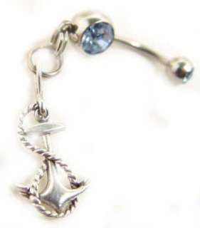 925 STERLING NAUTICAL ANCHOR BELLY NAVEL button RING  
