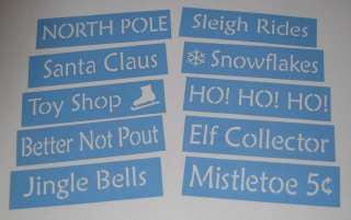 10 New Stencils #W20 ~ North Pole LOT, for Primitive Signs & shelf 